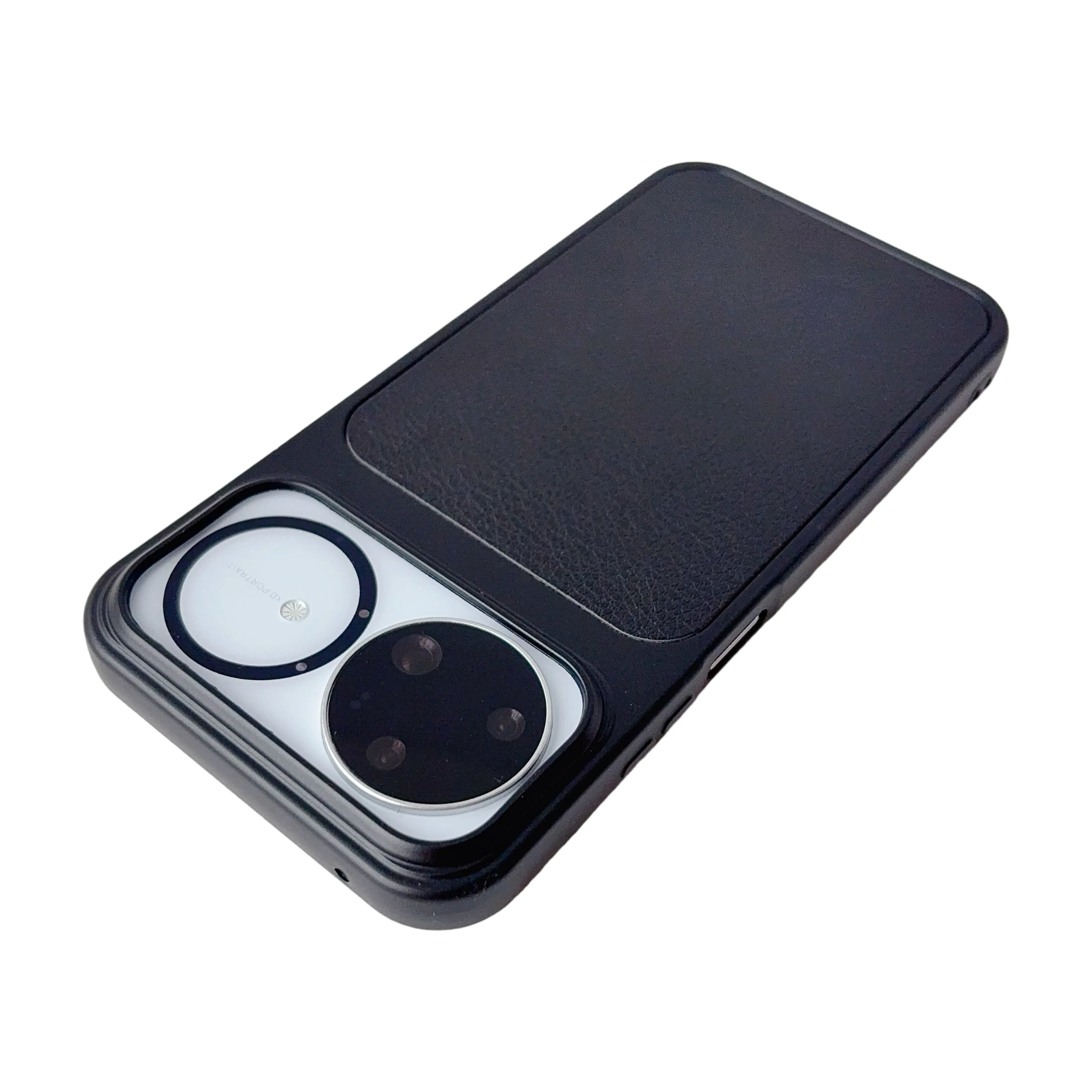 Lychee Texture Leather Phone Case with Matte Camera Lens Protection and Silicone Cover