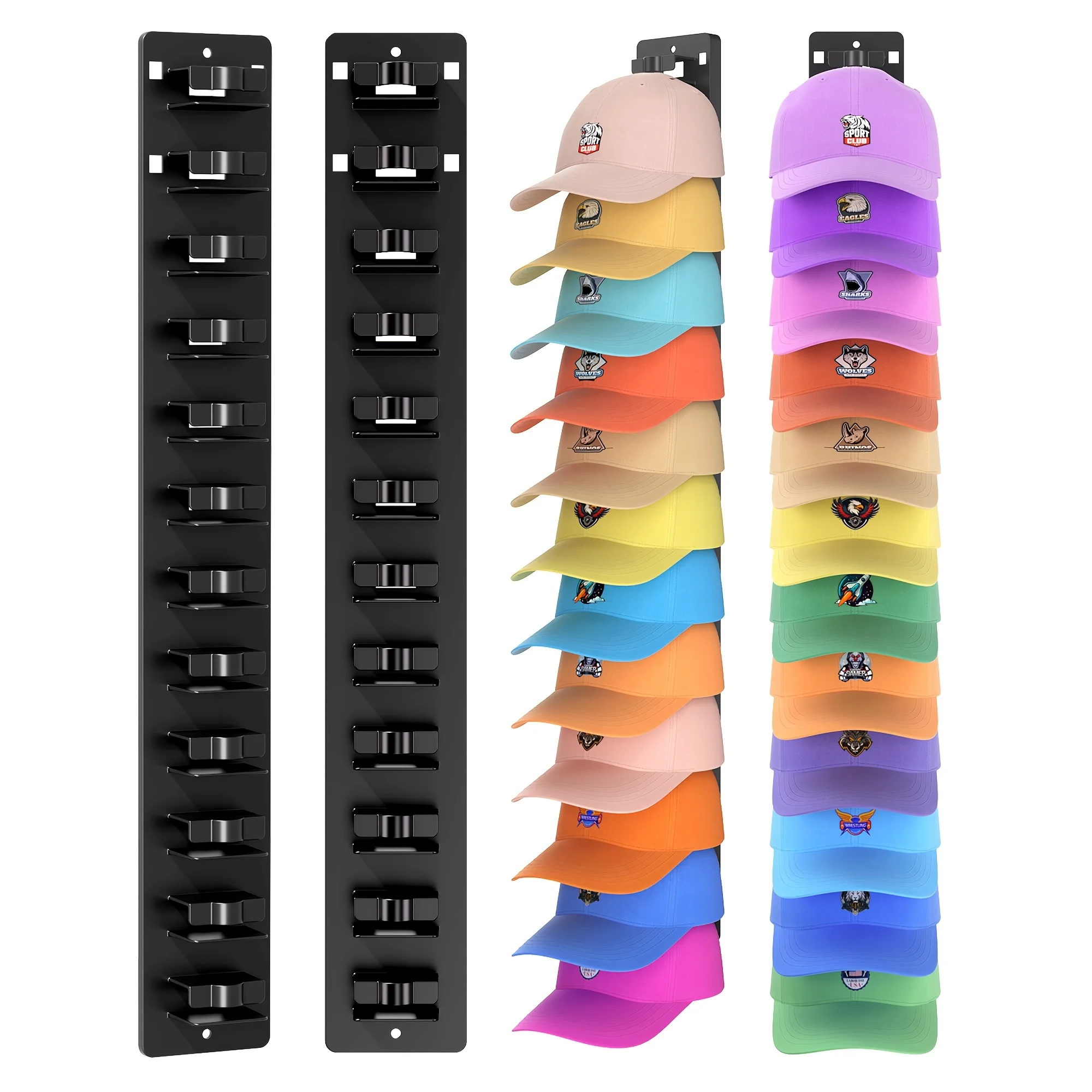 Hat Organizer for Baseball Caps, 1/2 Packs Hat Rack, Baseball Cap Organizer With Strong Adhesive/Wall Drilled for up to 24 Hats Hat Organizer for Baseball Caps, 1/2 Packs Hat Rack, Baseball Cap Organizer With Strong Adhesive/Wall Drilled for up to 24 Hats