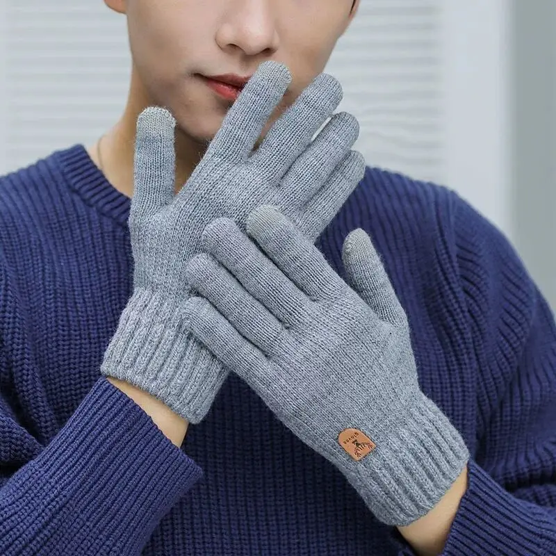 SELBATON Winterhandschoenen voor dames en heren met rekbare gebreide fleecevoering voor touchscreen, warme thermische handschoenen voor hardlopen, autorijden, wandelen, skiën (Khaki, L