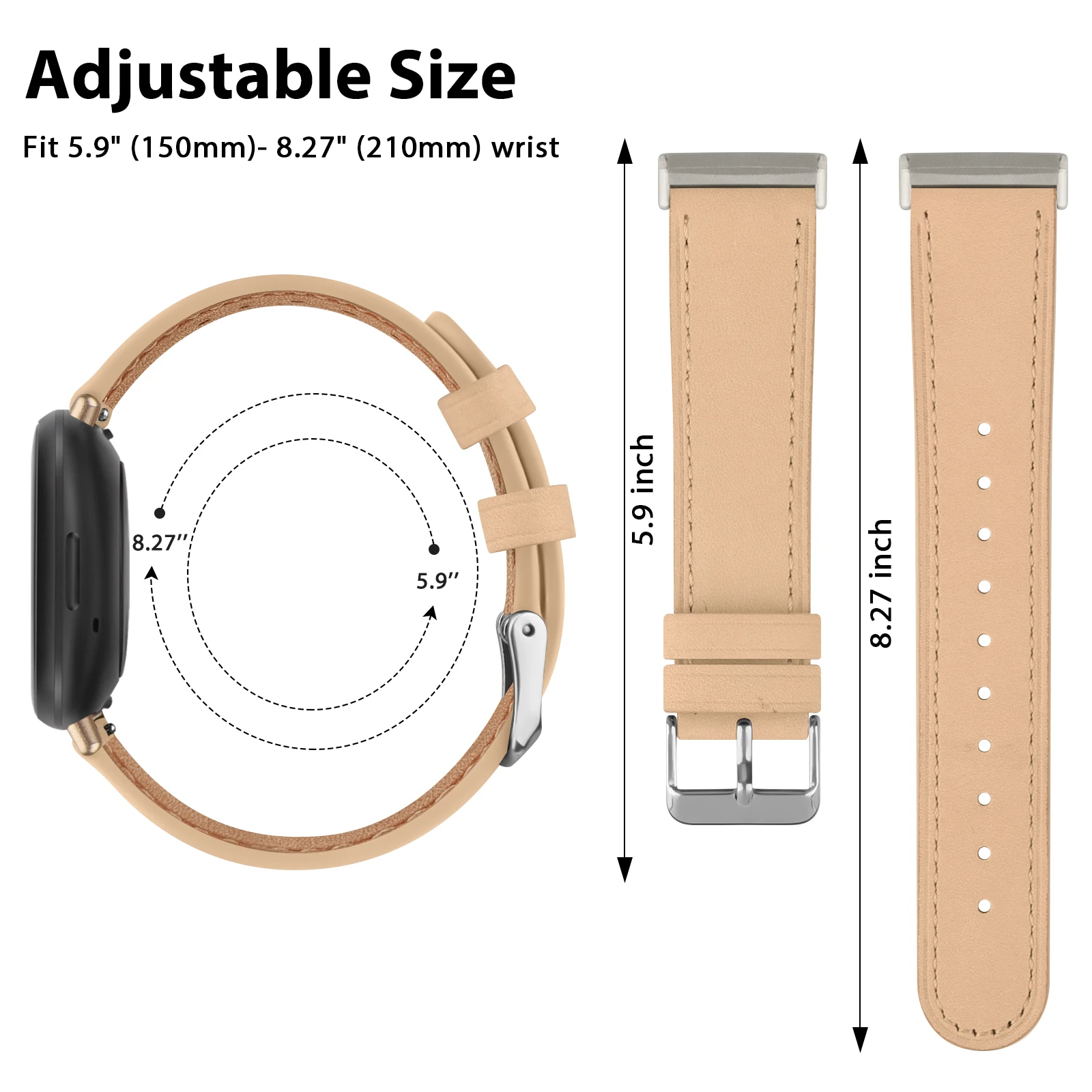 Genuine Leather Band For Fitbit Versa 3/Versa 4 Strap Bracelet For Fitbit Sense/Sense 2 Watch Band Adjustable Wristband