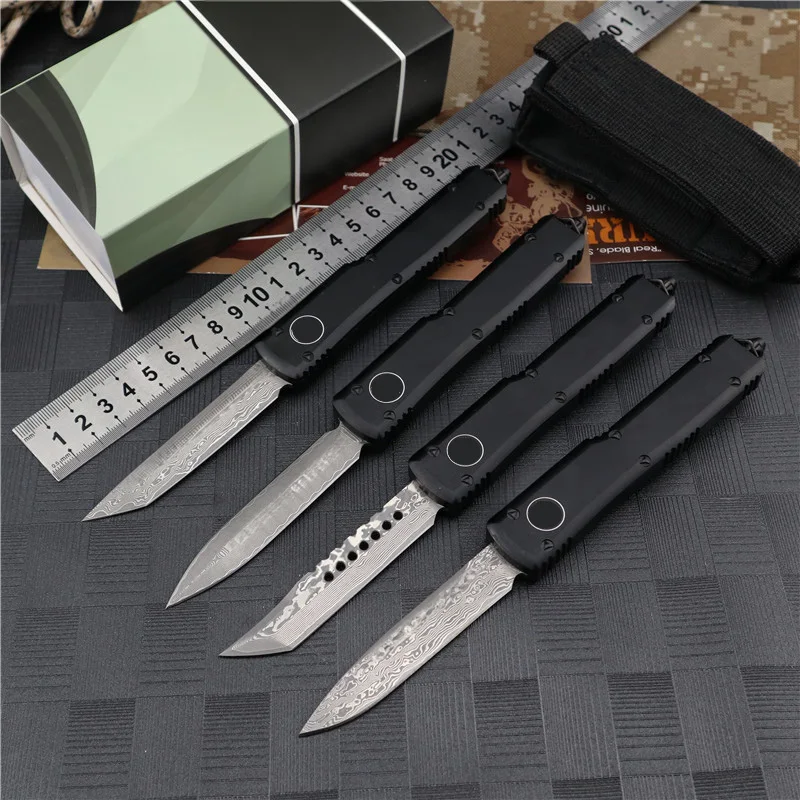 

Micro OTF Tech Knife Damascus Blade 59-60HRC Hardness T6-6061 Aviation Aluminum Handle Outdoor Camping Self Defense PocketKnife