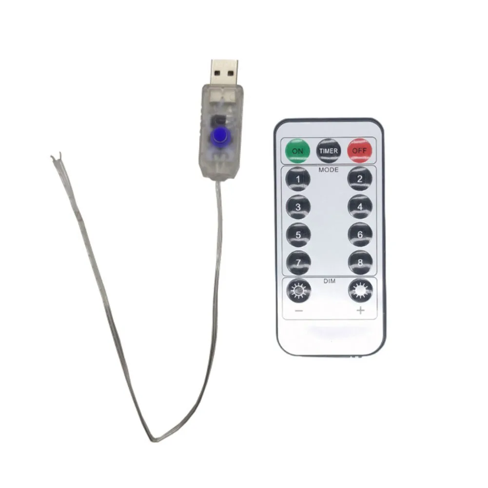 리모컨 미니 LED 컨트롤러, 휴일 파티용, 100LED, 200LED 에 적합, 8 가지 모드, 5V 스트립 라이트 리모컨