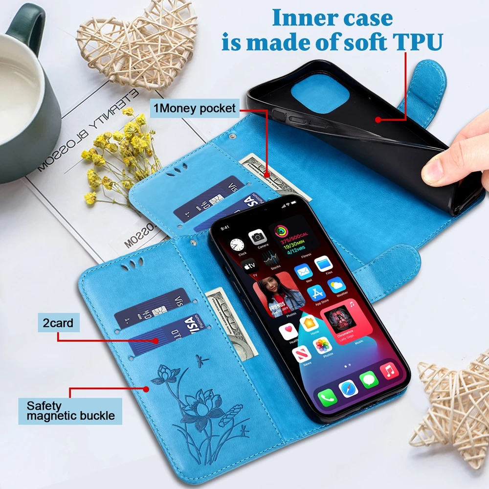 Funda Nota 11 s 10s 9s Carteira Case de Couro para Xiaomi Redmi Nota 11 s 10 Pro Max Cases Flor de Lótus Magnética Flip Telefone Capa 3 Online shopping