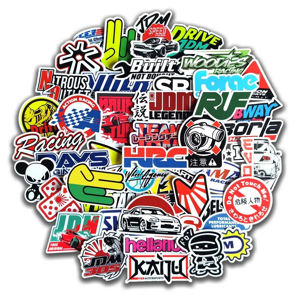 10/20/50/100pc Cool JDM Stickers for Car Racing Motorcycle Bike Skateboard Luggage Laptop Phone Case Random Sticker Bomb Decals