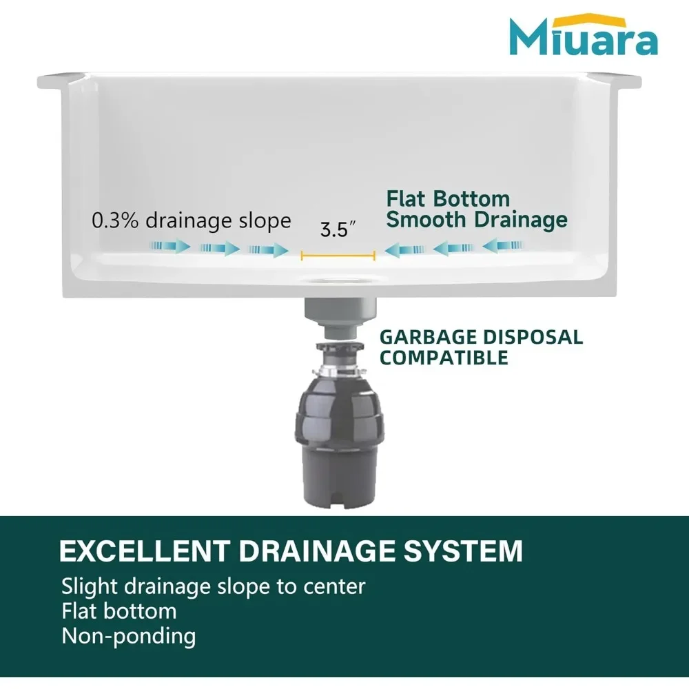 NEW-White Undermount Kitchen Sink 24 Inch - Small Topmount Fireclay Bar Sink Drop In 24"x19"x11", Dual Mount Heavy Duty Deep Sin