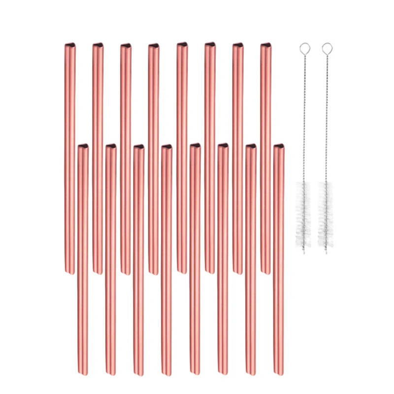 

Reusable Straws Stainless Steel Drinking Straws Heart Shaped With 2 Cleaning Brushes