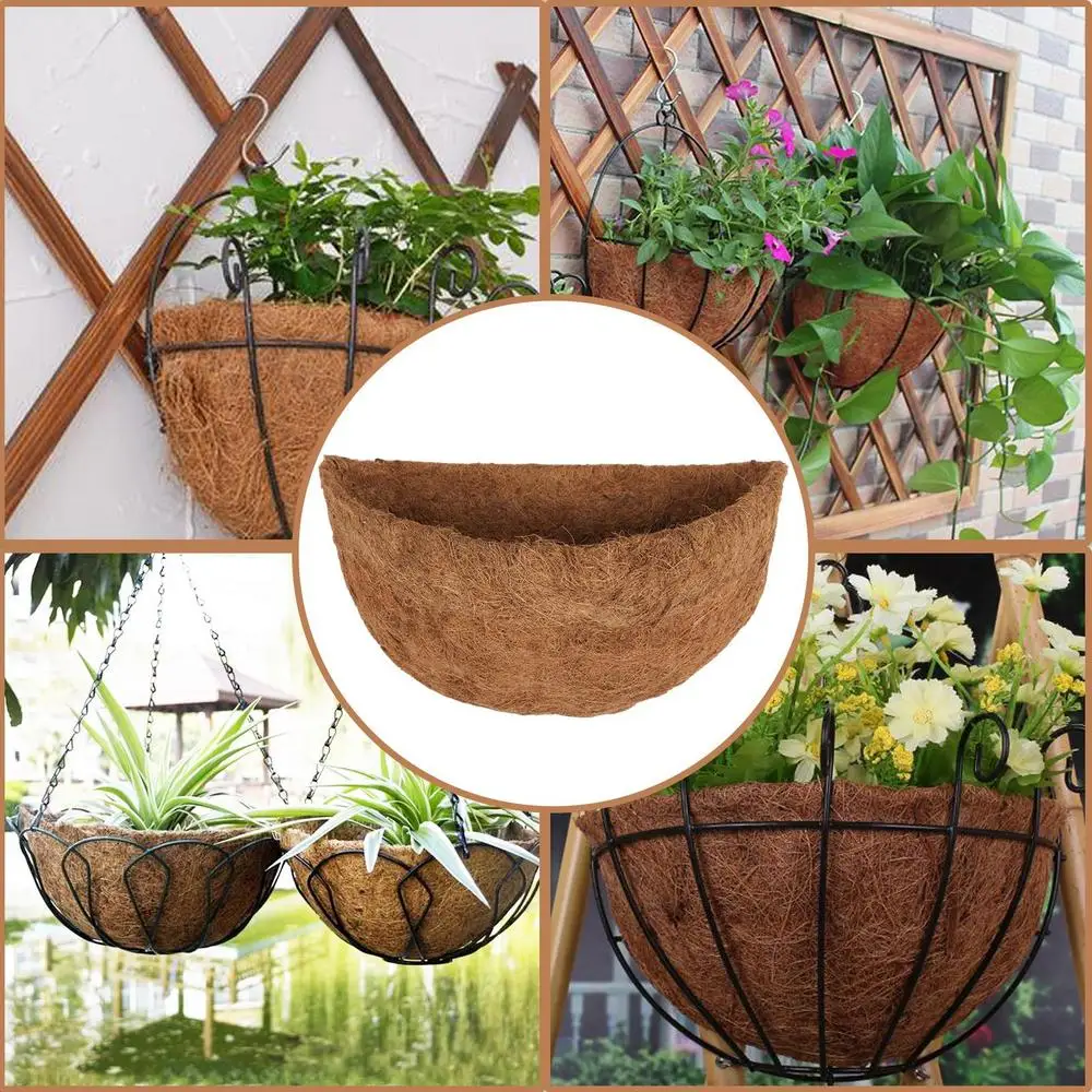 Durable Hanging Basket Liner Planter Round Coconut Fiber Replacement Liners for Flower Pot Home Outdoor Garden Flower Holders