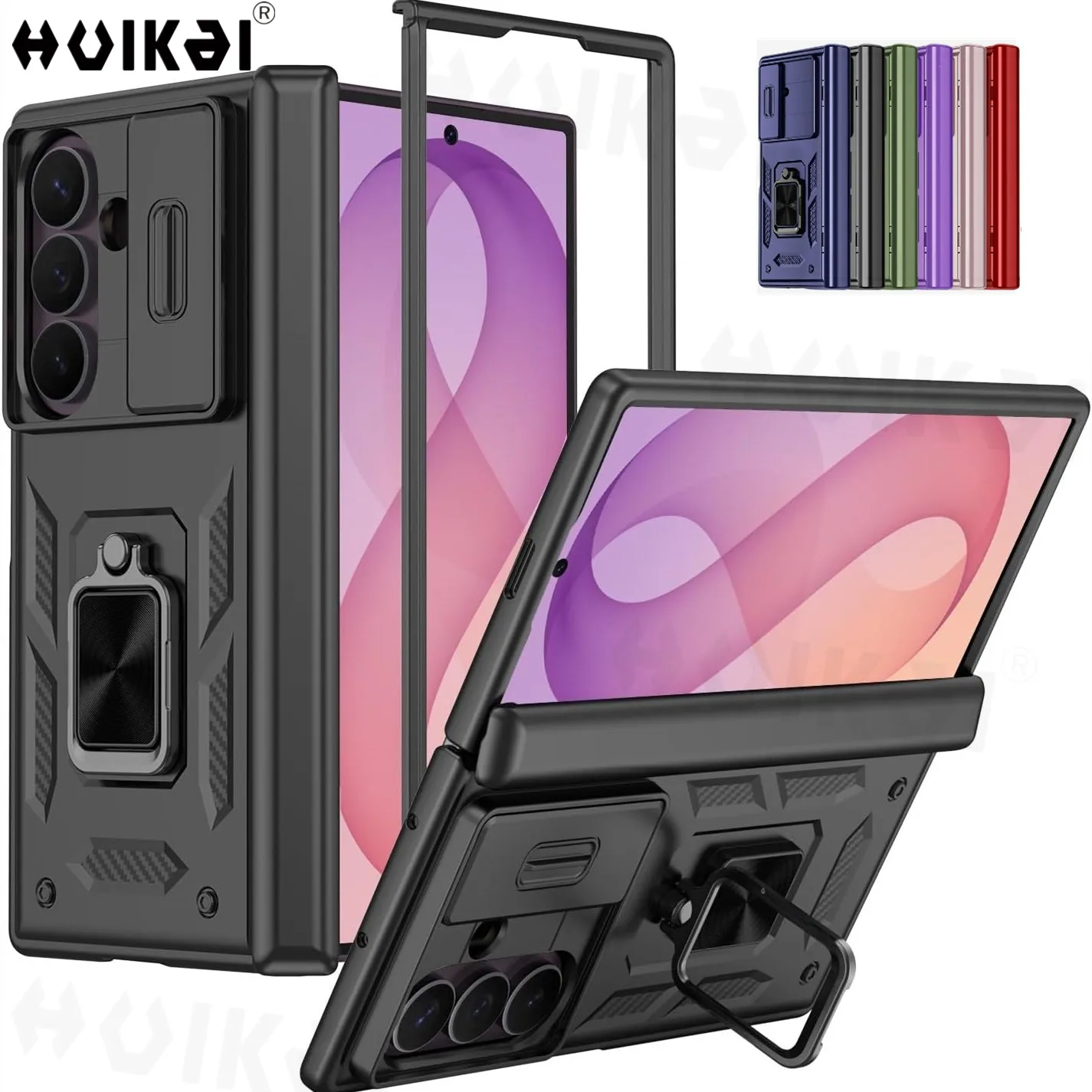 Ultra Protective Kickstand Ring Case with Magnetic Closure - Military Grade Shockproof Cover