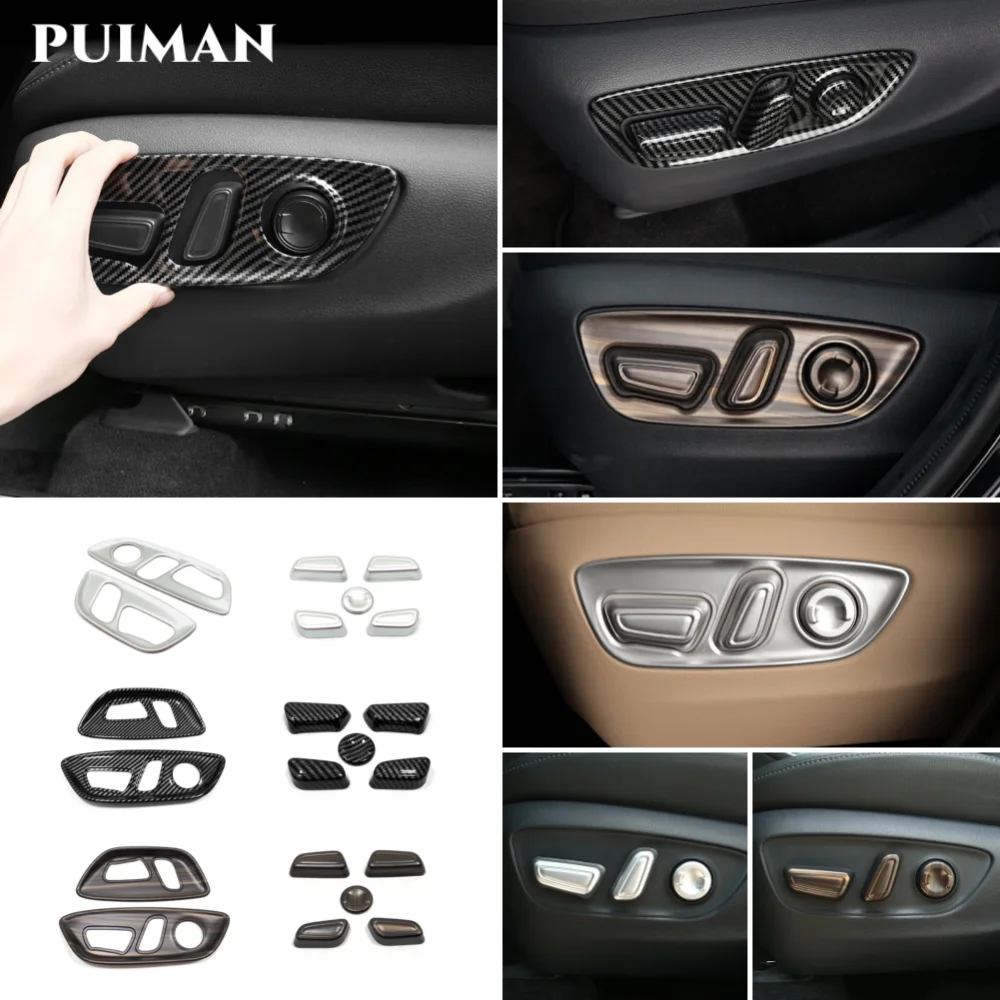 

ABS Carbon Chrome Wood grain Seat Adjustment Switch Knob And Frame Trim Covers For Toyota BZ4X 2022 2023 Car Styling Accessories