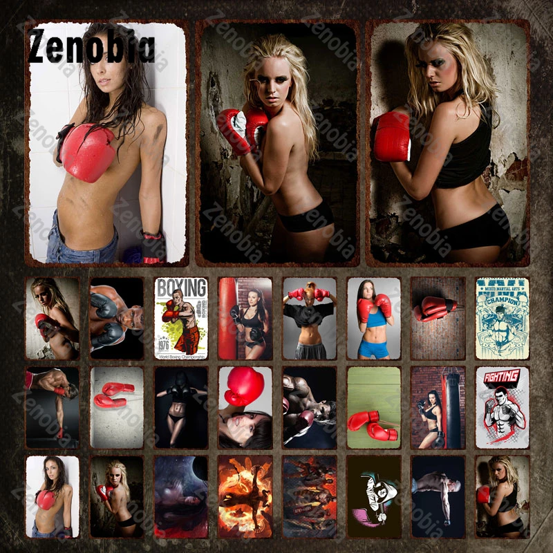 

Boxing Metal Sign World Boxing Championship Metal Poster Boxing Gloves Vintage Iron Painting Plaque Wall Stickers Gym Wall Decor
