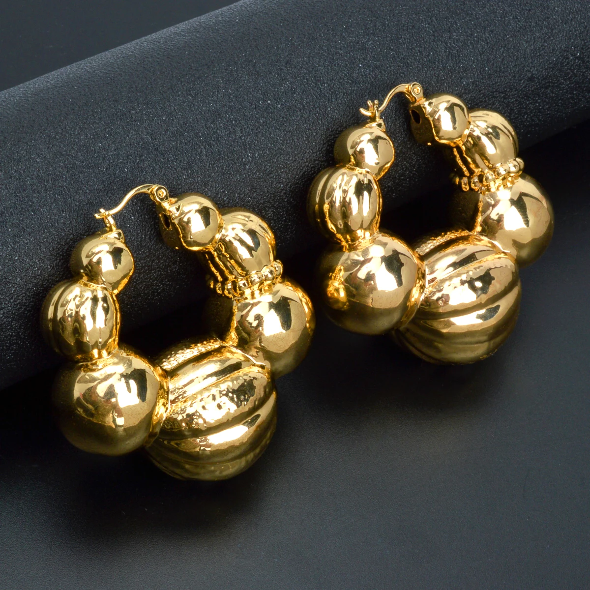 NigeriaAfrica18KGoldColorHoopEarringsItalianCopperDrop