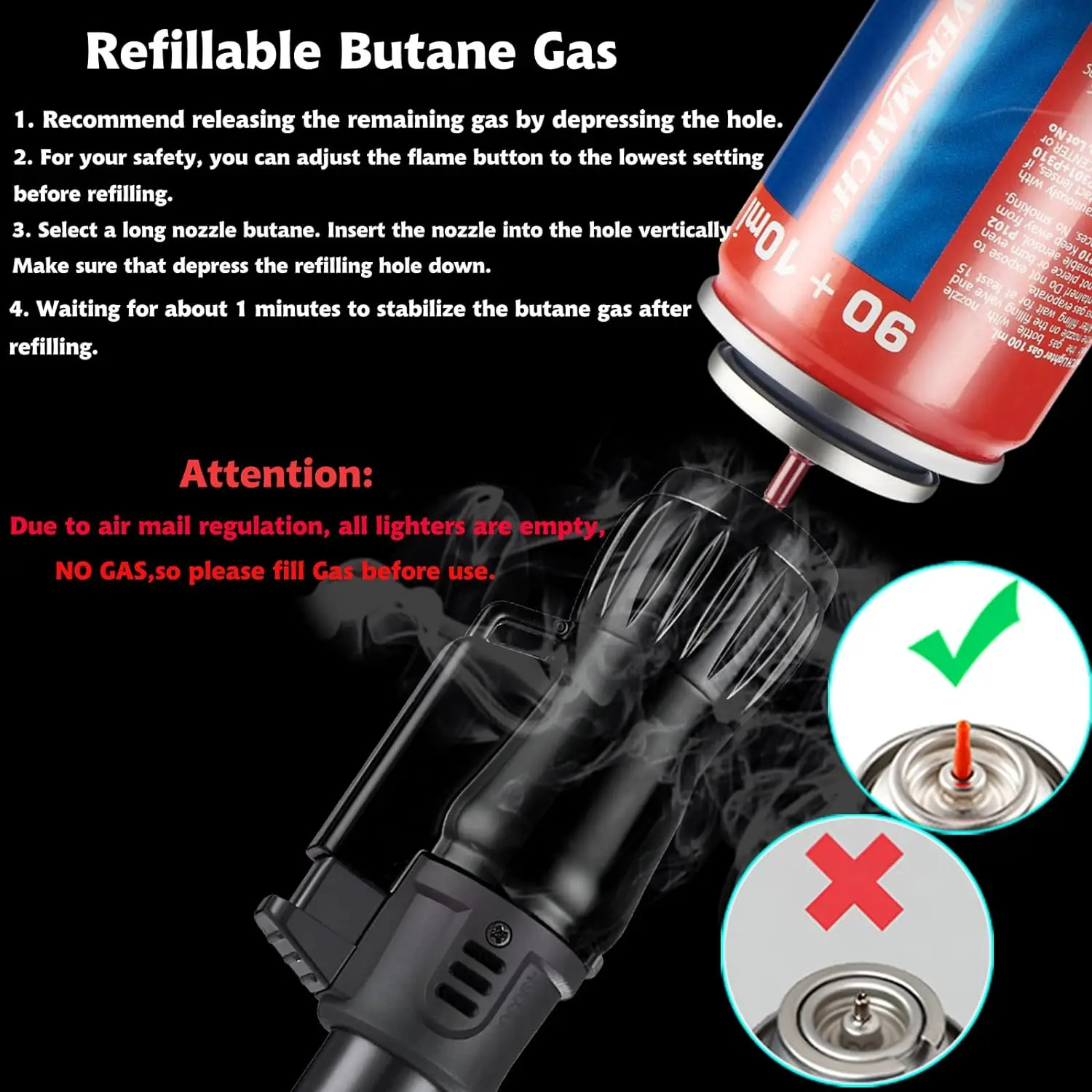 Jet Flame Torch Lighter Windproof Design Refillable Butane Gas Jet Triple Flame For Outdoor Indoor Gifts(Without Butane) 3pcs butane gas lighter cigarette lighter