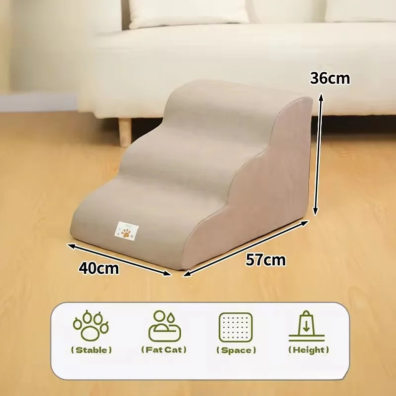 Pet 2/3 Step Stair Dog/Cat Ramp Ladder Memory Foam Sponge Dogs Sofa Removable and Washable Training Pet Ramp Stairs Supplies