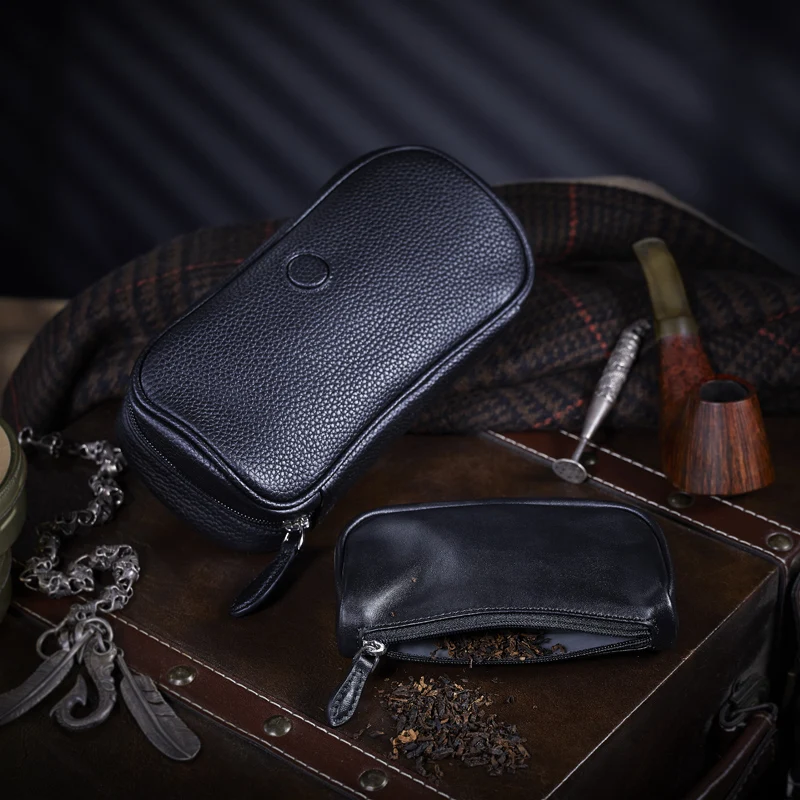 ONELEATHER 암소 가죽 파이프 가방, 2 파이프 액세서리