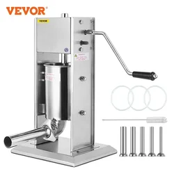 VEVOR Manual Sausage Stuffer Filler Maker Meat Filling Machine 3L Vertical 5 Stuffing Tubes Kitchen Appliance Home & Commercial