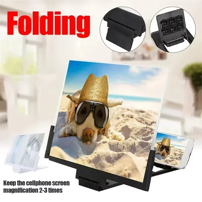 Mobile Phone Screen Amplifier Foldable 3D High-definition Landscape TV Movie Amplifier 14 inch Display Screen Phone Holder Stand