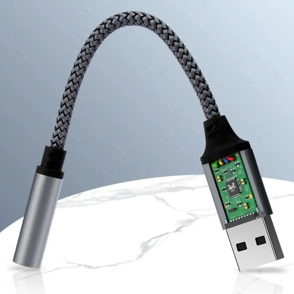 High-Fidelity USB to 3.5mm Audio Adapter - Portable Wired Headset Converter