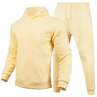 Ensemble de survêtement 2 pièces pour hommes et femmes, sweats à capuche décontractés, optique de document solide, pull et pantalon long, jogging Smile, sports trempés, automne, nouveau 2