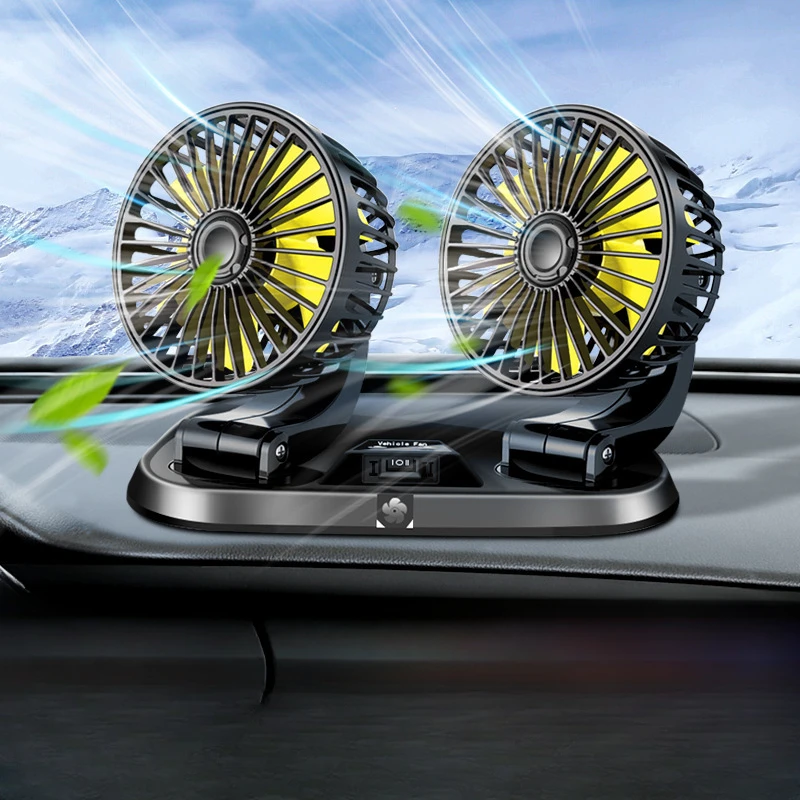 New Car Fan Cooling Double Head USB 2-speed Adjustable Air Accessories Wind Force Adjustment Cooler Auto