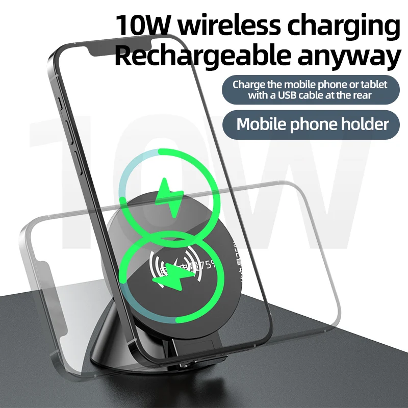 

Microphone Qi Wireless Charger Stand Fast Charging Dock Station For iPhone 13 12 11Pro XS XR Samsung S20 S10 Xiaomi Phone Holder