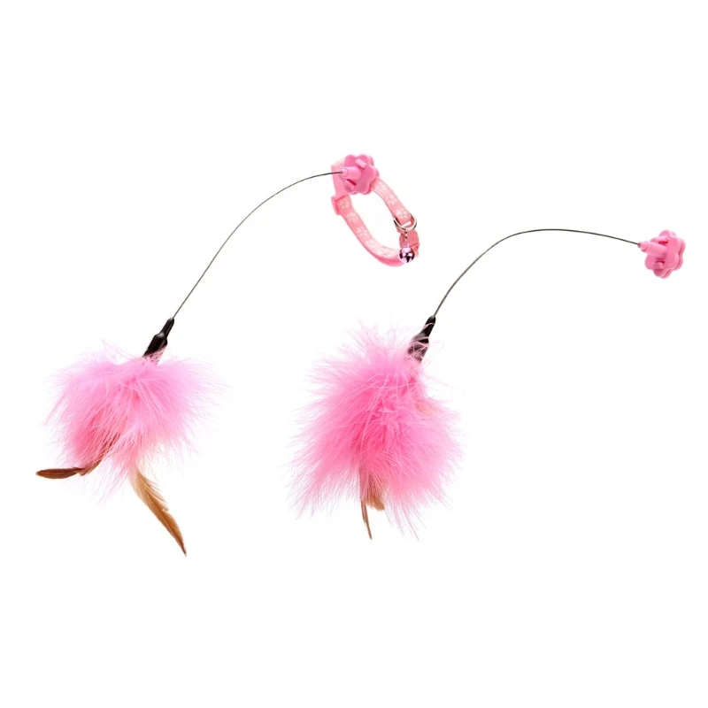 

Cat Feather Toy with Collar Exercise Indoor Kitten Self-entertaining Accessories