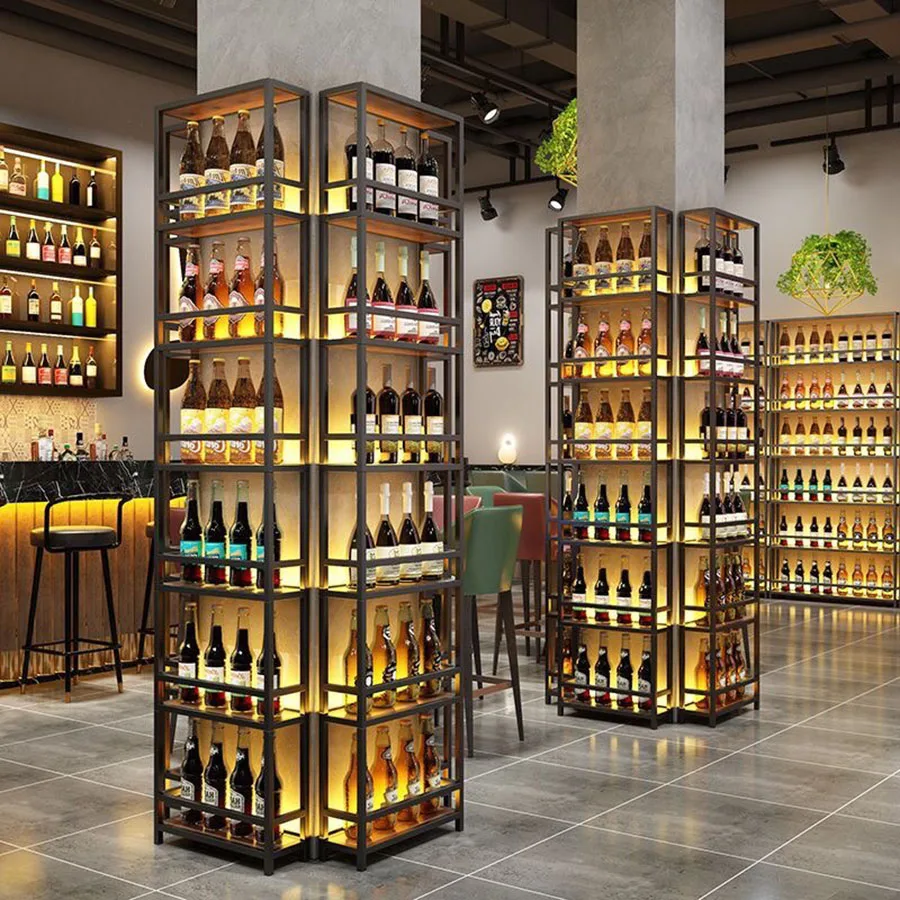 Kitchen Nordic Bar Cabinet Industrial Living Room Iron Modern Narrow Ideas Vertical Art Wine Rack Wijnrek European Furniture