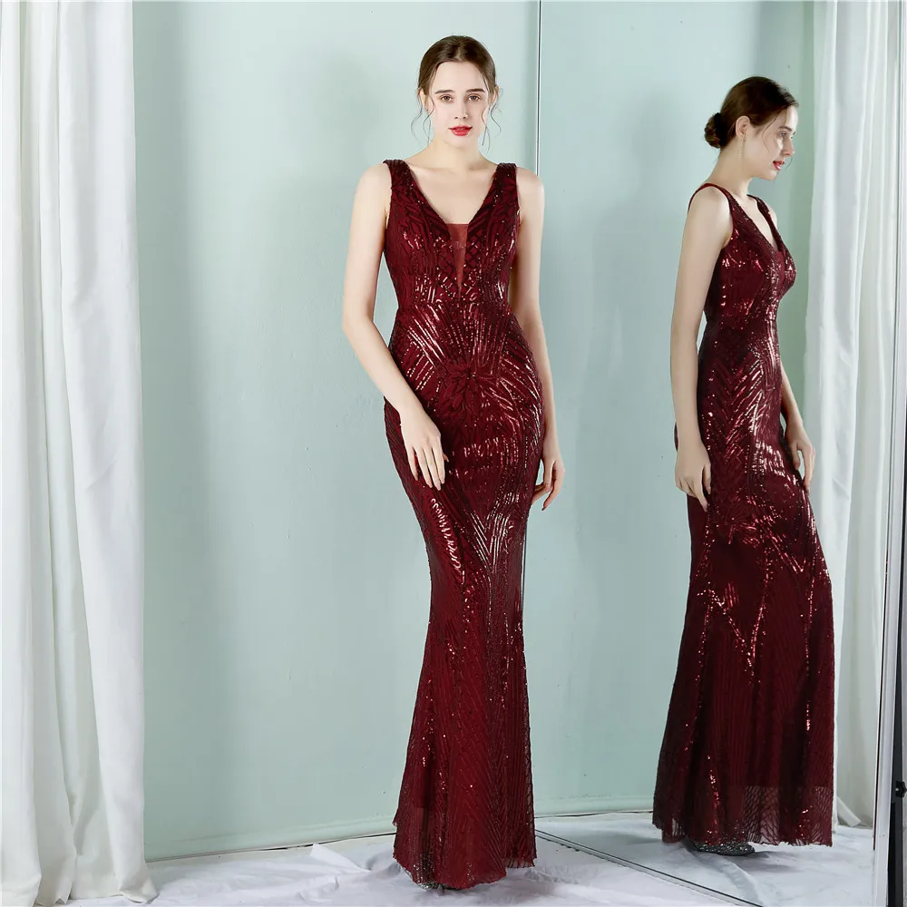graceful-mermaid-burgundy-sequined-evening-dress-v-neck-floor-length-long-elastic-women-wedding-party-gowns-plus-size-in-stock