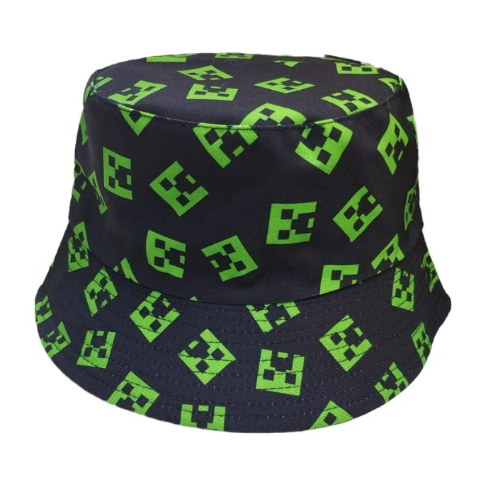 Minecraft Cartoon Creeper Fishermen Hat Anime Men Fashion Summer Outdoor Bucket Hat Trend Casual Travel Hip Hop Sunscreen