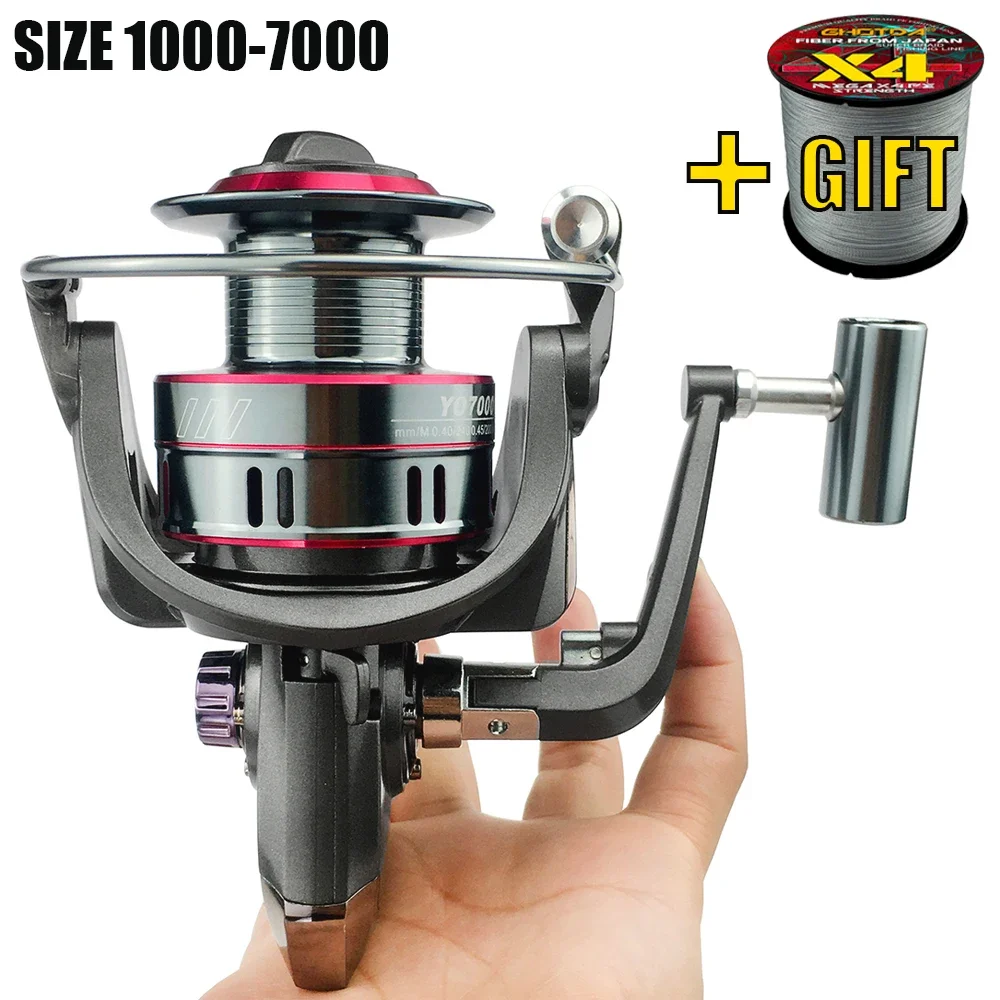 1000 2000 3000 4000 5000 6000 7000 Series Fishing Reel for Bass Pike  Fishing Sea Rod Wheel Light Metal Spool Spinning Reels - AliExpress 18