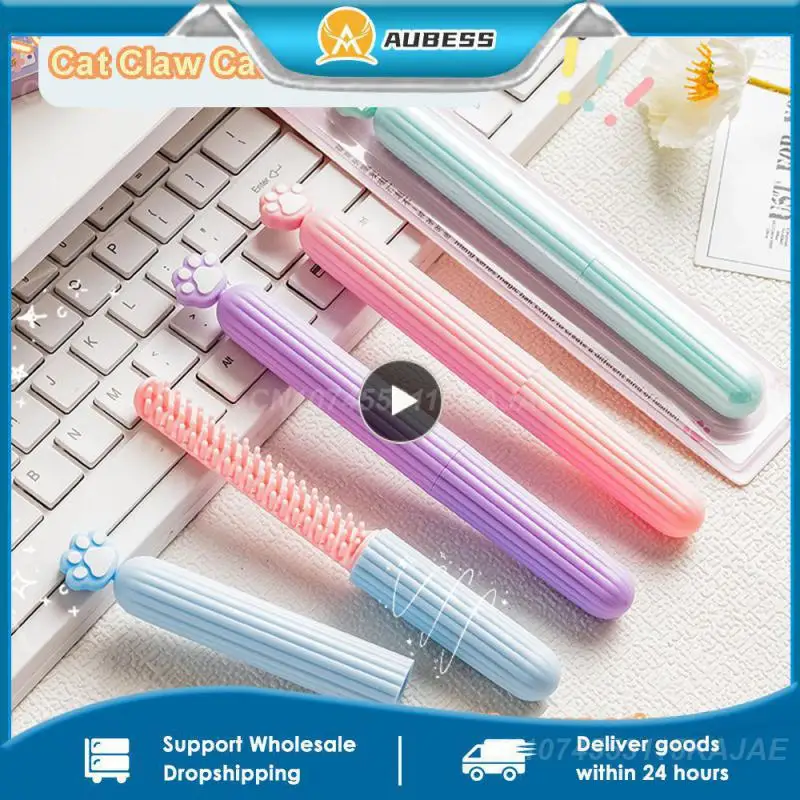 

Гребень карамельного цвета с мультяшным принтом маленький и портативный, чистый и пыленепроницаемый, легкий уход за волосами, гребень для кошек, Маленький гребень