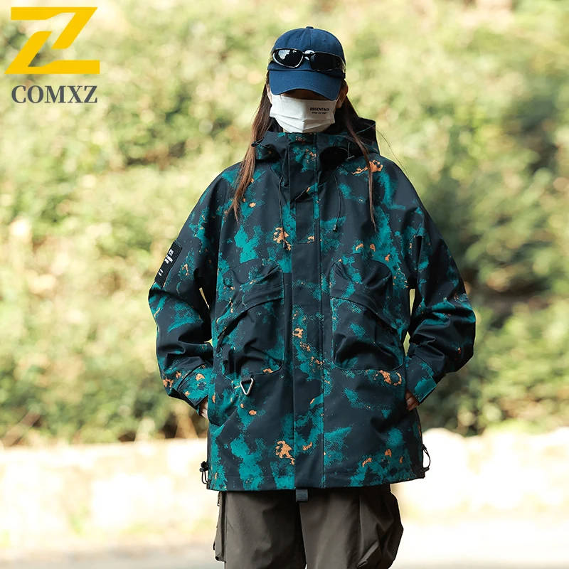 Men's Spring Autumn Workwear Korean Style Jacket Windproof Breathable Hooded Parka with Multi-Pockets Outdoor Sport Casual Wear