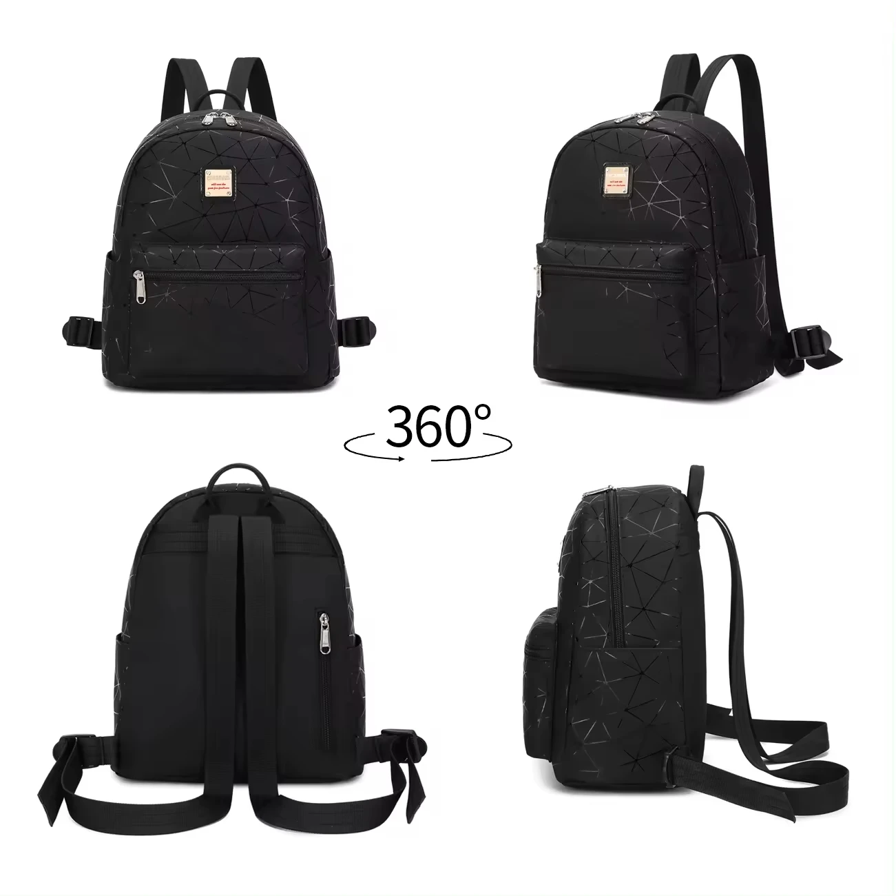 2168 Black Leather Mini Backpack,Lightweight,Fashionable Casual Girl Backpack,Women's Backpack,School Bags College