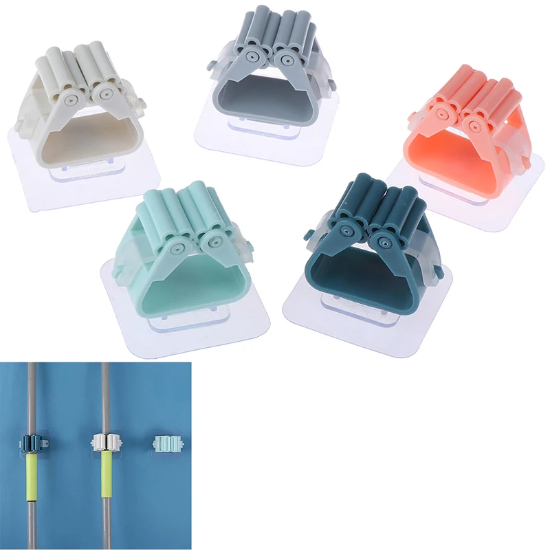 

Punch-free Sucker Mop Pylon Kitchen Gadgets Storage Holder Hanging Hook Clip