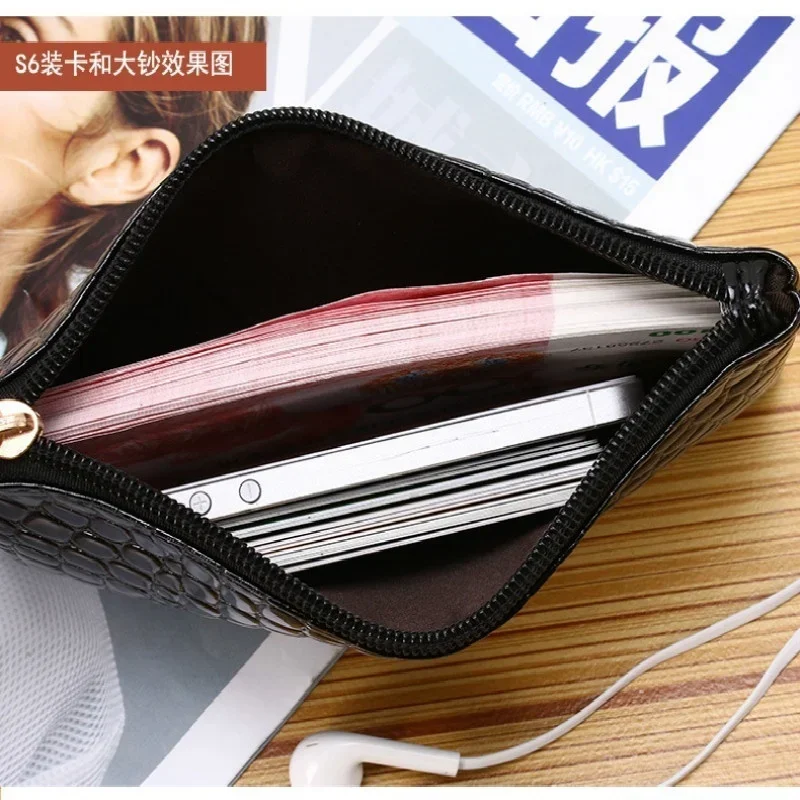 PU Women's Zero Wallet Fashion Handbag Card Bag Money Crocodile Pattern Handheld Bag Women's Handbags Fashion Clutches