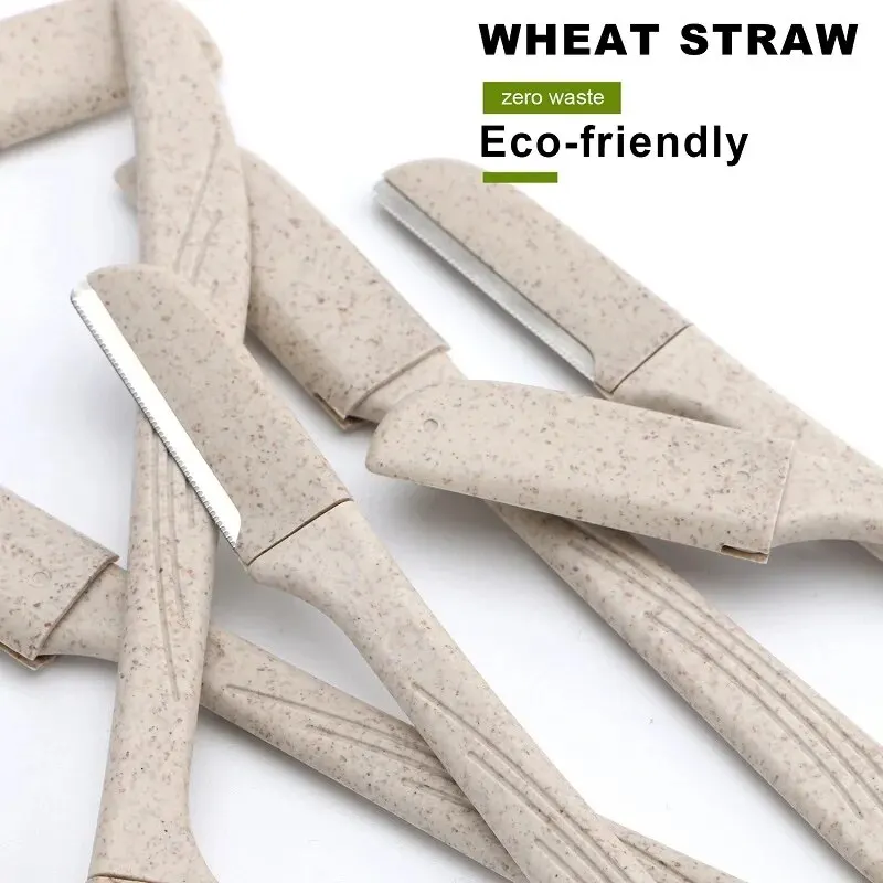 Razor Blade 6pcs Wheat Straw Environmentally Biodegradable Eyebrow Razor Stainless Steel Macro Eyebrow Trimmer
