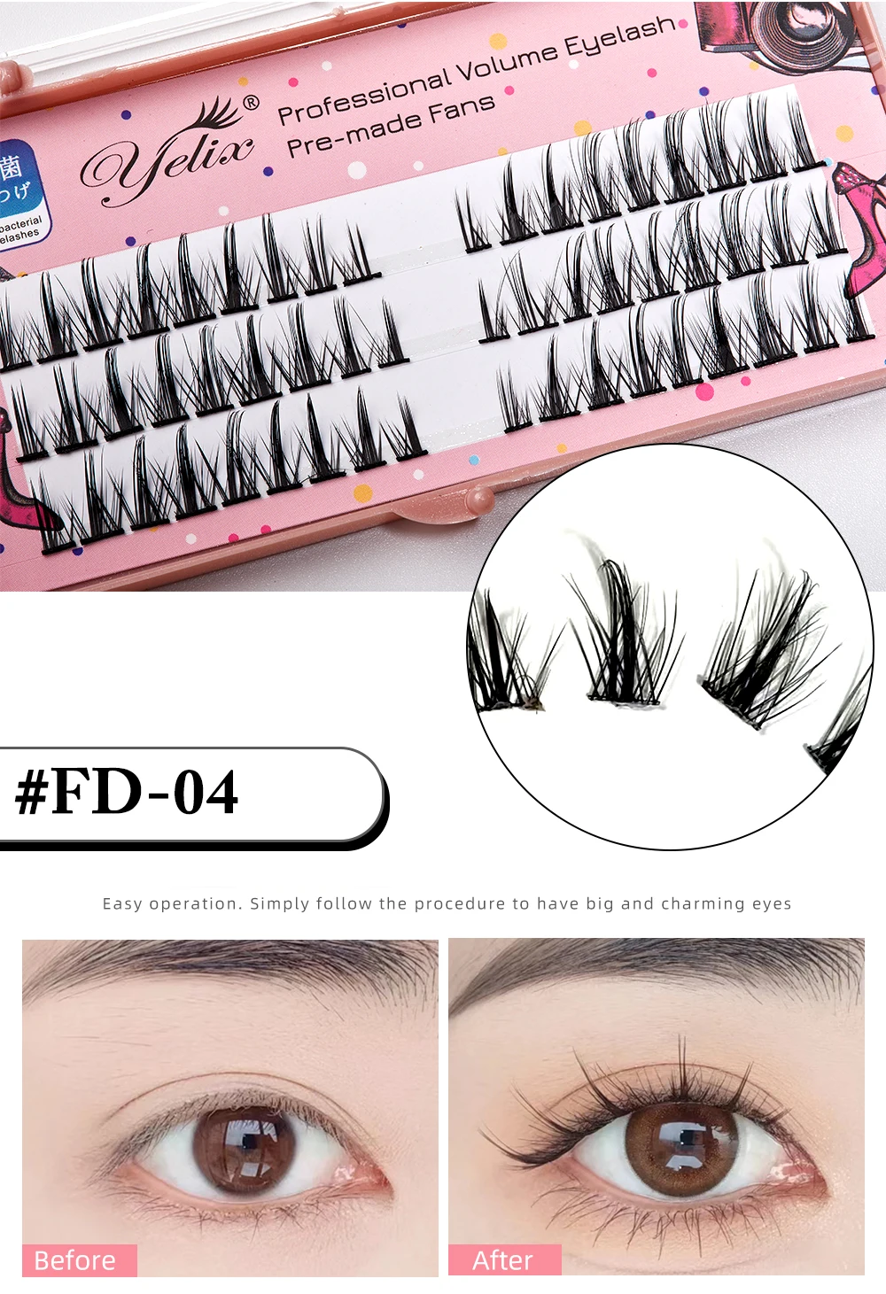 Yelix Upgrade A-type Eyelashes Manga Lashes Natural Individual Cluster Quick Diy Eyelash Extensions Kit Cosplay -Zentai shop online S7e3fb697334b41bcb40fdb37589d9ee59.jpg