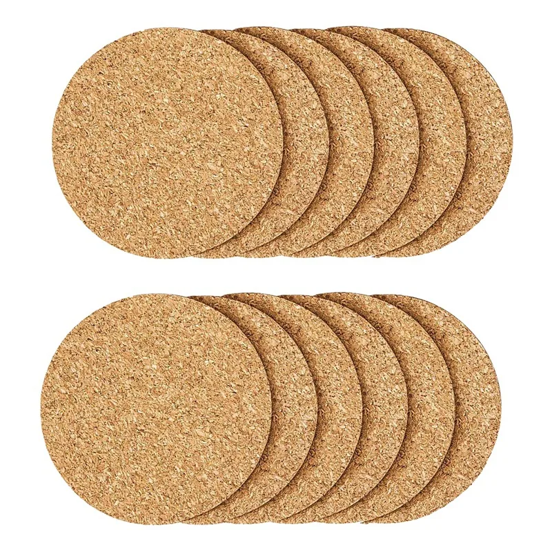 12 Pcs Cork Coaster For Drink , Absorbent Heat Resistant Reusable Tea