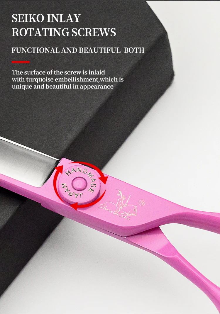 Titan rosa Farbe Friseurs chere 5,0, 7,0 Zoll Friseur Haars ch neides chere 440c Stahl Friseursalon Friseurs chere – Detail 7