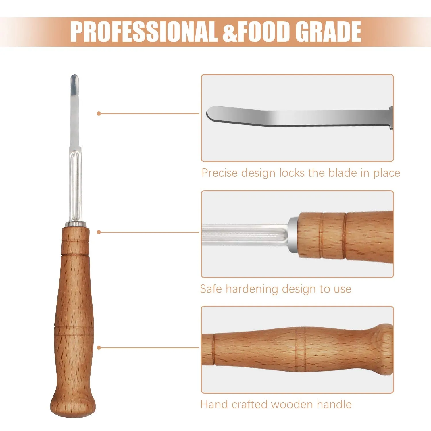 Wooden Handle Sourdough Bread Scoring Lame Bread Slashing Tool With 5Pcs Blades Bakers Lame Dough Scoring Knife Dough carving