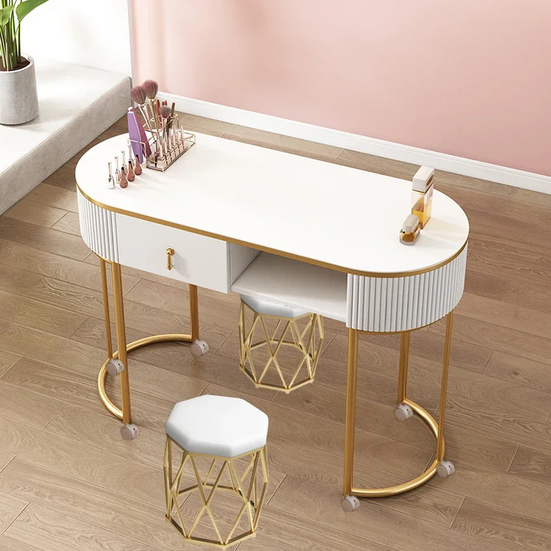 

Luxury Cream Style Nail Tables Fashion Makeup Durable Manicure Nail Tables Dressing Retro Mesa Manicura Salon Furniture ZS40MJ