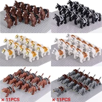 Medieval Military Sets Cavalry Figures War Horse Animals Building Blocks Parts Knight Weapons Accessories Toys for kids gifts 1
