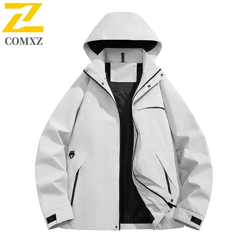 COMXZ Rainproof Coat Windproof Waterproof Casual Outdoor Climbing Work Biker Jacket Camping Breathable Plus Size Men's Outerwear