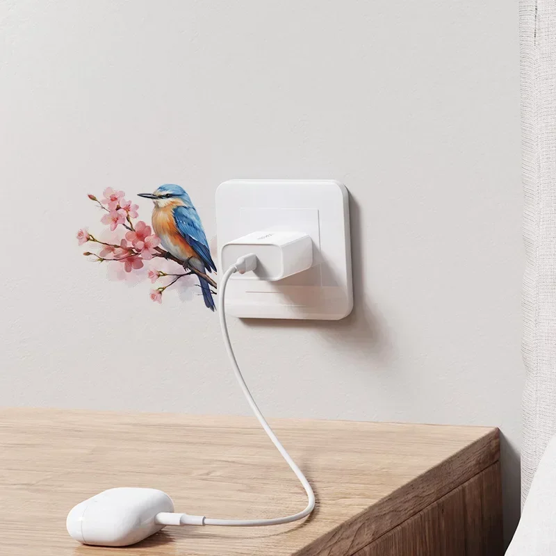 Flower Switch Stickers Green Leaves Plants Wall Sticker Tropical Switch Wallpaper Self-Adhesive Wall Decals DIY Home Decor