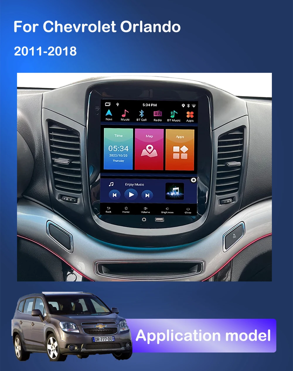 테슬라 스타일 스크린 멀티미디어 비디오 플레이어 내비게이션 GPS, 쉐보레 올랜도 2011 - 2015 용 자동차 라디오 스타일