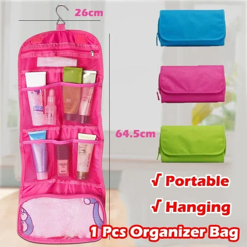Portable Hanging Organizer Bag Foldable Cosmetic Makeup Case Storage Traveling Toiletry Bags Wash Bathroom Accessories