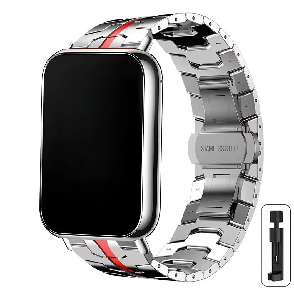 Stainless Steel Metal Band with Butterfly Buckle - Elegant Business Bracelet Strap