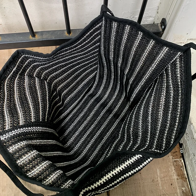 Casual Stripe Color Block Women's Shoulder Bag Fashionable Handwoven Large Underarm Bag Simple Square Shape Spring New Arrival