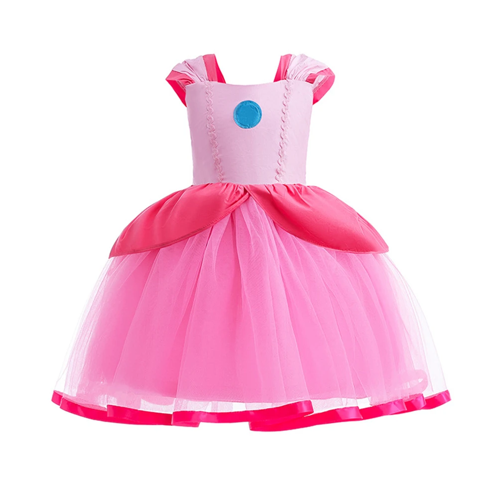 Super Bros Halloween Pink Girls Princess Peach Cosplay Costume