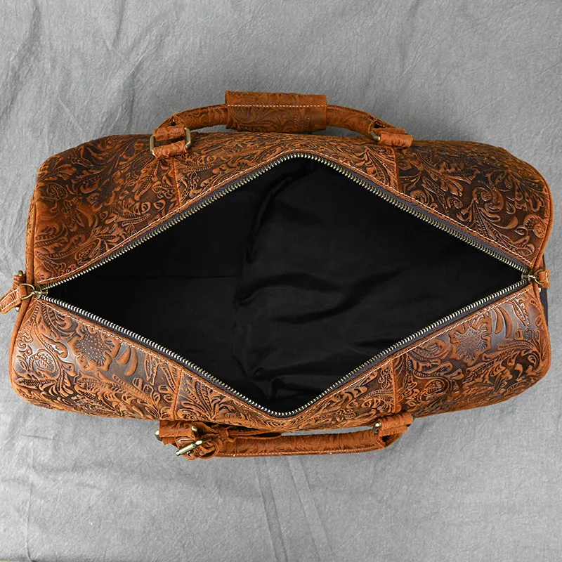 Vintage Large Capacity Women Luggage Duffel Bags Male Weekend Handbag Embossed Design Genuine Leather Mens Travel Bag 68 S7e405f3e9ee74e6baf2e4fa1a68a1a5ez