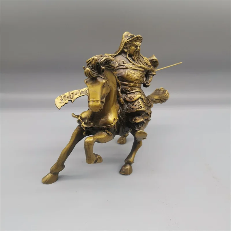 

Guyunzhai 2023 Copper Distressed Horse Riding Guan Gong Antique Ornaments God of War and Wealth Office Car Accessories Copper Wa